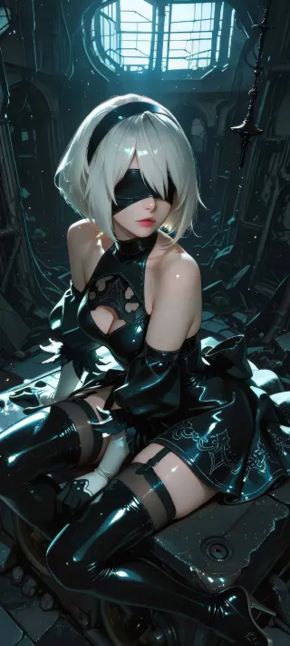 2B in the Ruins phone wallpaper