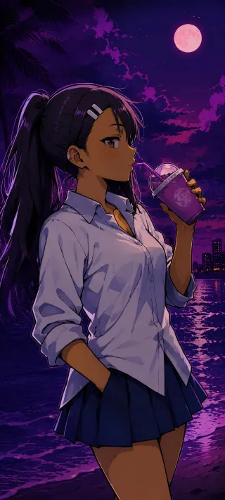 Hayase Nagatoro at Moonrise phone wallpaper