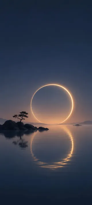 Solar Ring Over Water phone wallpaper