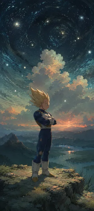 Vegeta Under the Stars phone wallpaper
