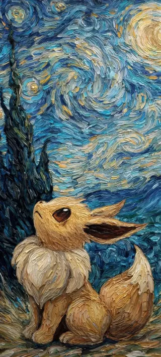 Eevee Under Starry Skies phone wallpaper
