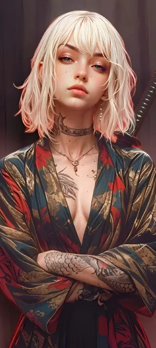 Tattooed Ronin Portrait phone wallpaper