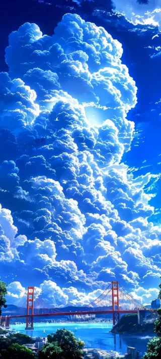 Clouds over a Bridge phone wallpaper