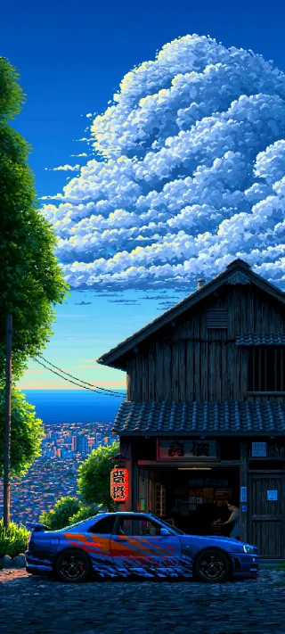 Japanese Car & Landscape phone wallpaper