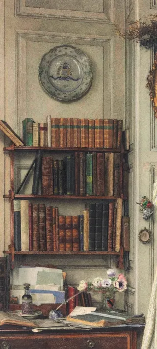 Vintage Library Corner Painting phone wallpaper