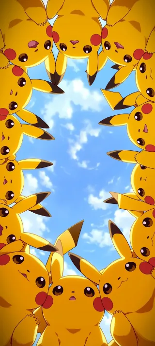Pikachu Circle of Friends phone wallpaper