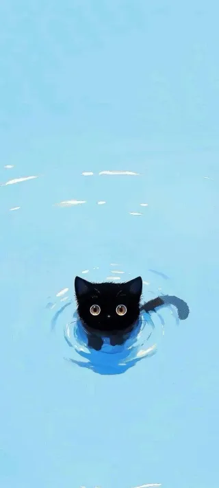 Swimming Kitty phone wallpaper