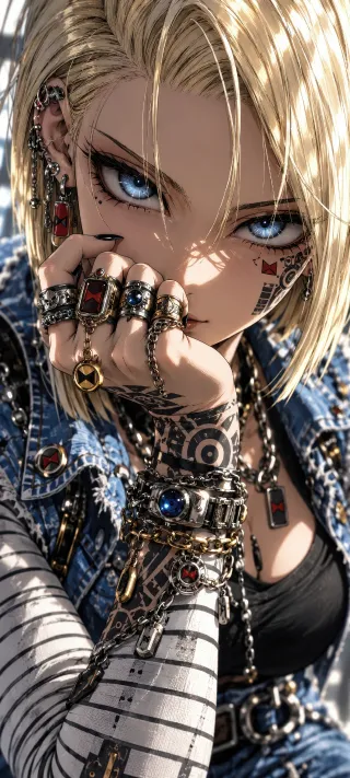 Blue-Eyed Punk Muse Android 18 phone wallpaper