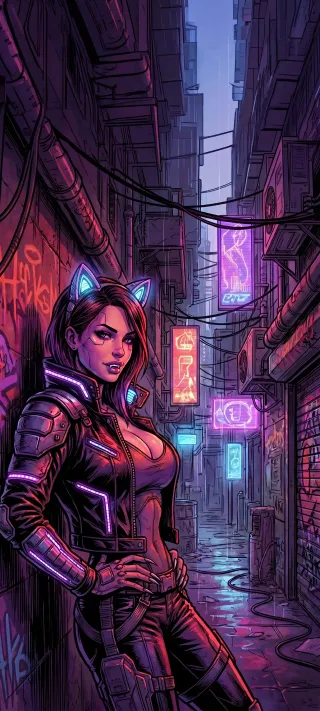 Cyber Cat Thief phone wallpaper