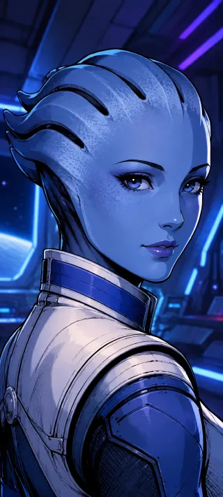 Liara T'Soni Portrait phone wallpaper