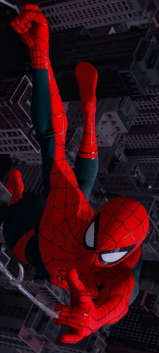 Spiderman hanging around phone wallpaper