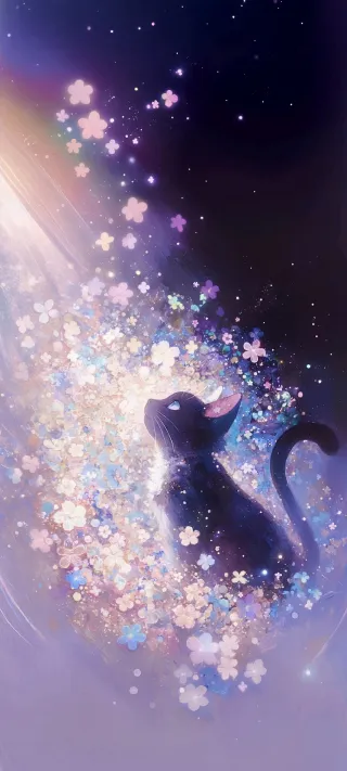 Stardust Wishes and Flower Petals phone wallpaper