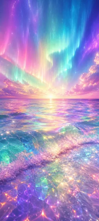 Prismatic Ocean Awakening phone wallpaper