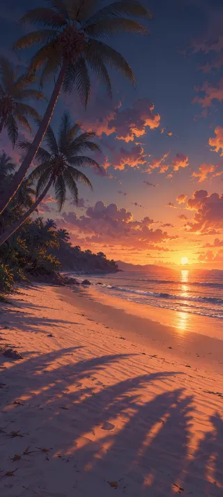 Dawn Under Palm Shadows phone wallpaper