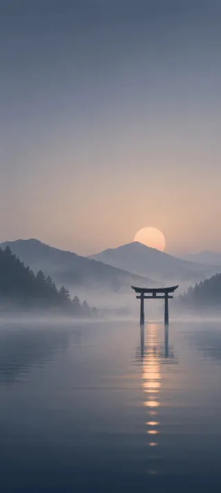 Torii at Sunrise phone wallpaper