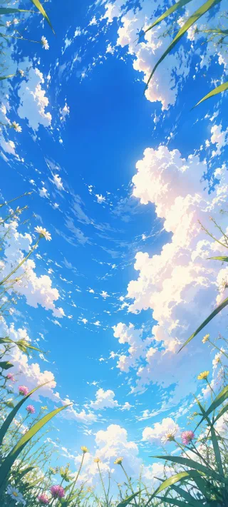 Summer Sky Over Wildflowers phone wallpaper