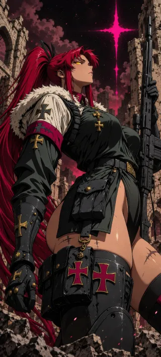 Red-Haired Riflewoman phone wallpaper