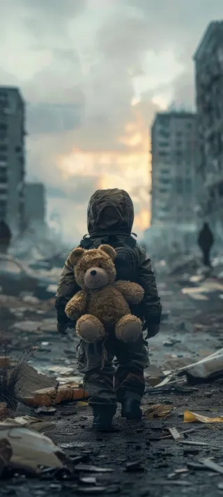 Innocence Amidst Ruins phone wallpaper