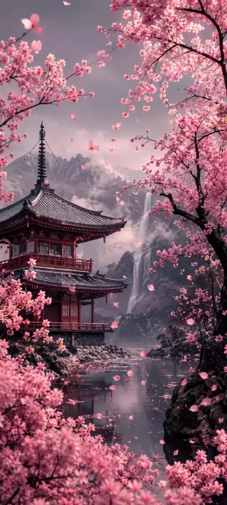 Sanctuary of the Falling Blossoms phone wallpaper