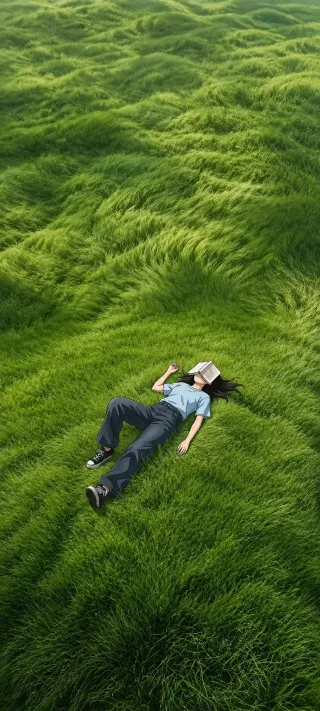 Reader in the Green Field phone wallpaper