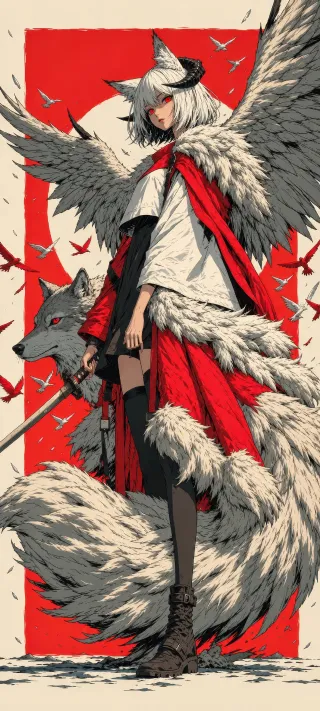 Horned Winged Huntress phone wallpaper