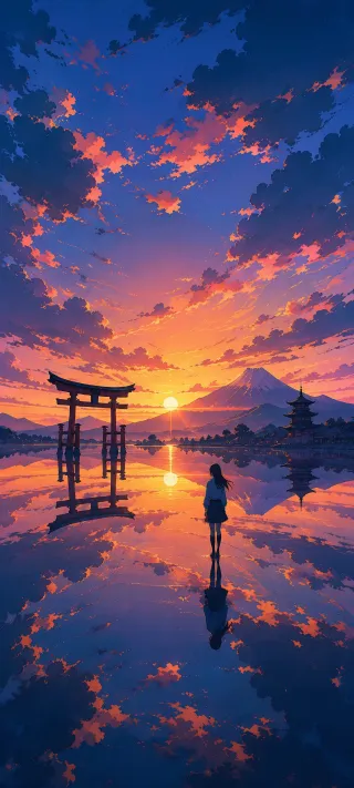Twilight Over Torii phone wallpaper