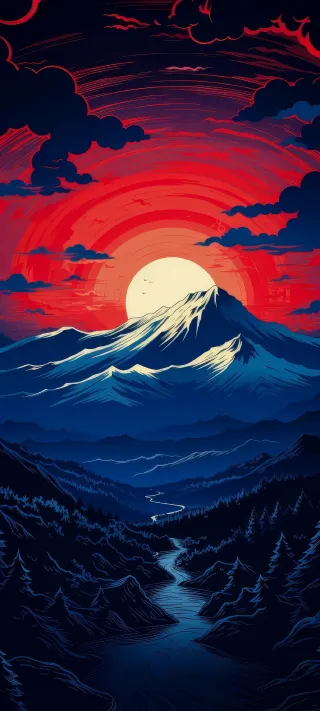 Mountain Moonlight phone wallpaper