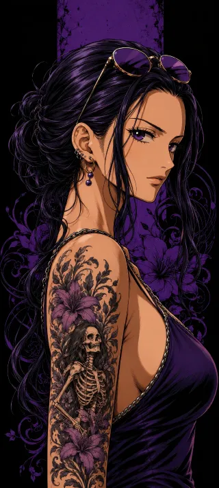 Tattooed One Piece in Violet phone wallpaper