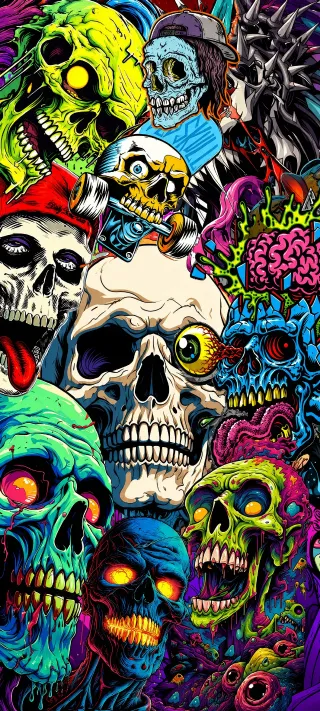 Neon Skull Carnival phone wallpaper