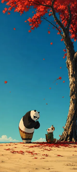 Po and Master Shifu phone wallpaper