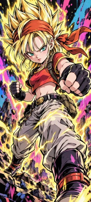 Golden-Haired Fighter phone wallpaper