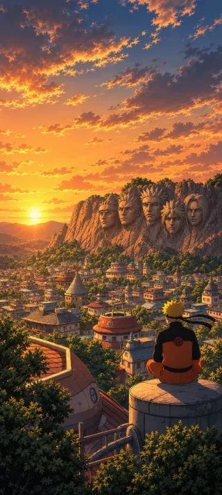 Naruto at Hokage Rock phone wallpaper
