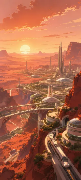 Crimson Dusk Metropolis phone wallpaper