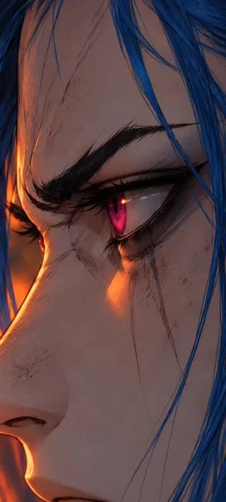 Blue-Haired Warrior's Gaze phone wallpaper