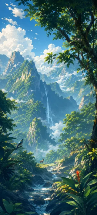 Valley of the Blue Waterfall phone wallpaper