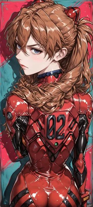 Asuka in Unit 02 phone wallpaper