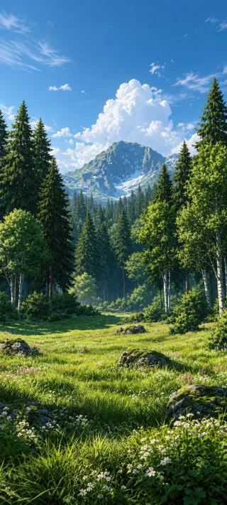 Alpine Meadow and Pines phone wallpaper