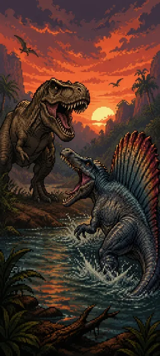 Prehistoric Apex Predators Clash phone wallpaper