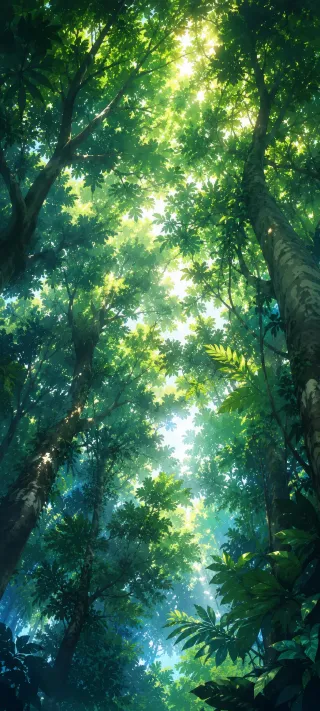 Sunlit Forest Canopy phone wallpaper