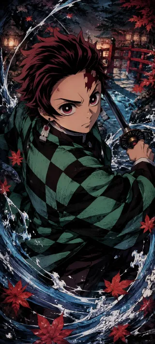 Tanjiro and the Nichirin Blade phone wallpaper