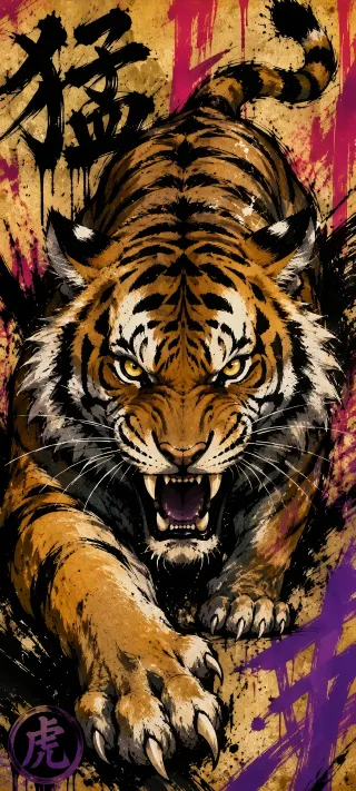 Prowl of the Painted Tiger phone wallpaper