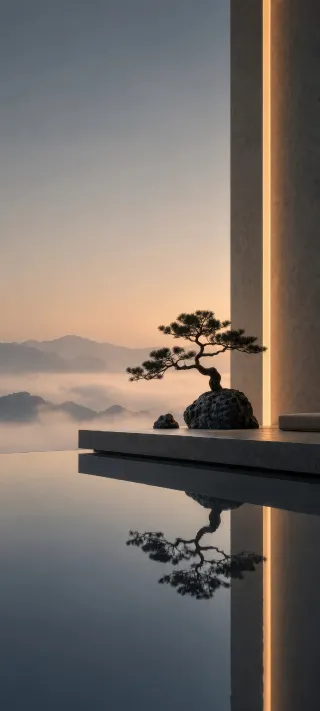 Pine Above the Mist phone wallpaper