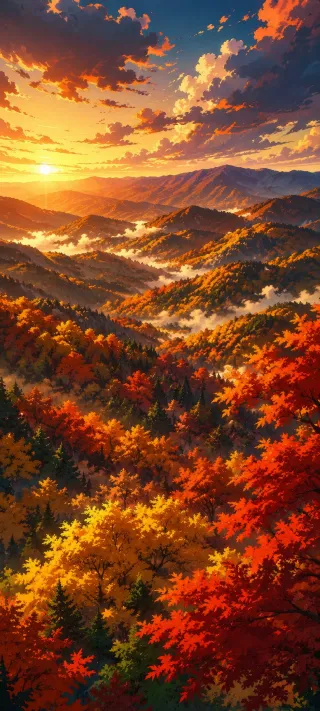 Autumn Mountain Valley phone wallpaper