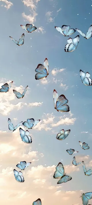 Blue Butterflies in Flight phone wallpaper
